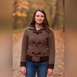 American Eagle Y2K Vintage Herringbone Bomber Toggle Wool Blend Jacket 2000s